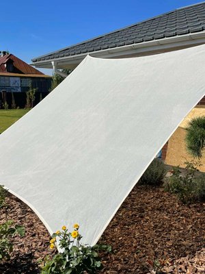 Sun shade sail ShadeRoof 3mx4m rectangle, beige, UV block 95% 140 g/m2 HDPE, rectangle