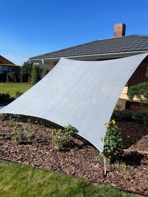 Sun shade sail ShadeRoof 3mx4m rectangle, silver gray, UV block 95% 140 g/m2 HDPE, rectangle